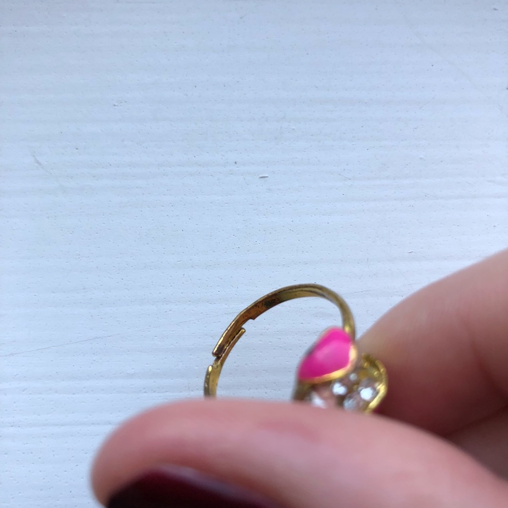 Vintage gold, pink & diamond bitten apple ring - Picture 4 of 7